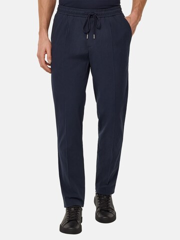 Boggi Milano Slim fit Trousers with creases in Blue: front