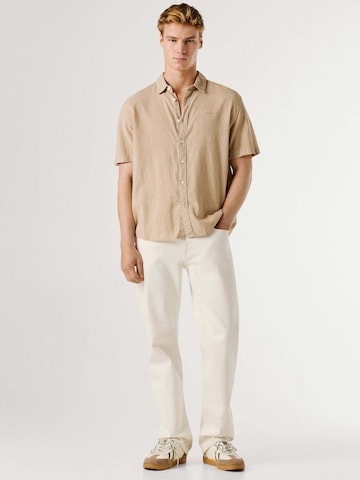 Pepe Jeans Regular fit Button Up Shirt 'Percy' in Beige