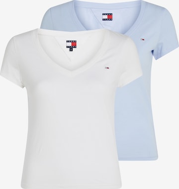 Tricou de la Tommy Jeans pe albastru: față