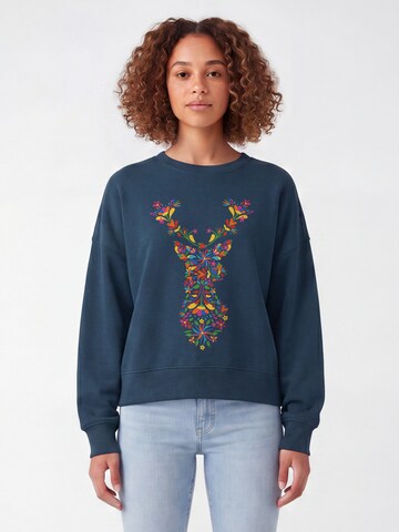 Watapparel Sweatshirt ' Floral Deer ' in Green: front