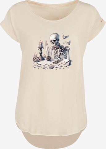F4NT4STIC T-Shirt 'Skelett Liebesbrief Valentinstag' in Beige: Vorderseite