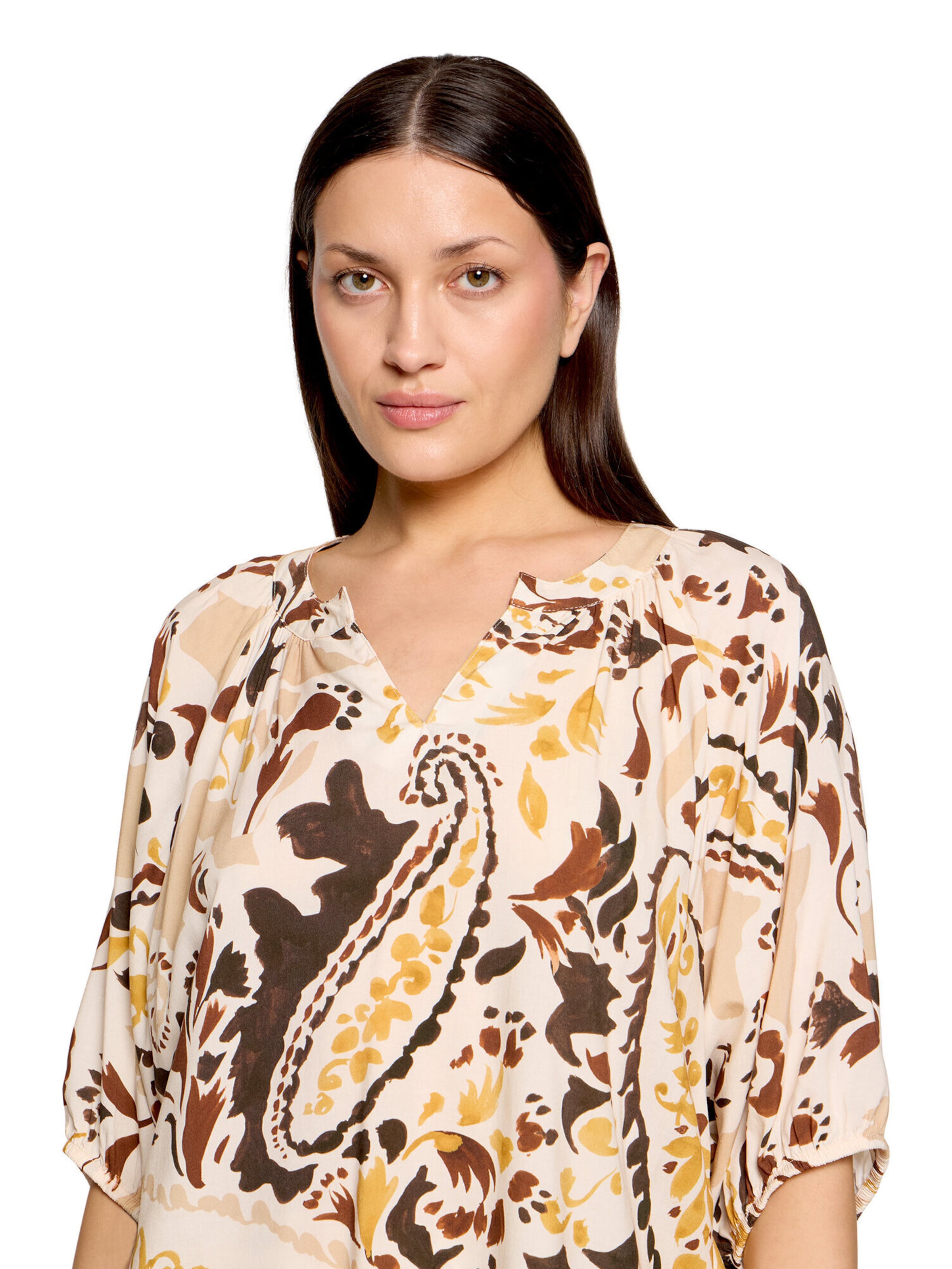 Cartoon Casual-Bluse mit Raffung in Gelb