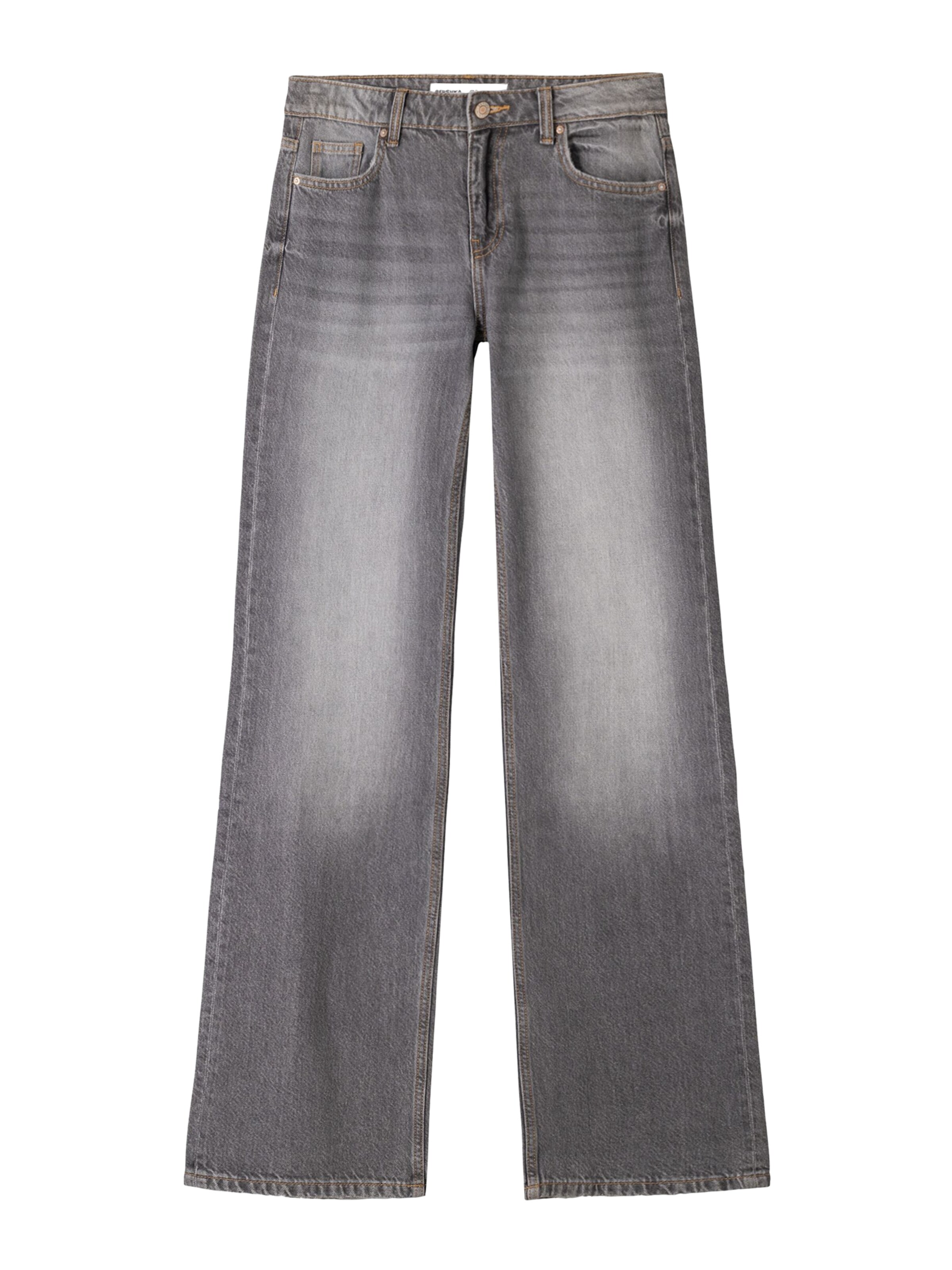 Bershka Широка кройка Дънки в сиво: отпред