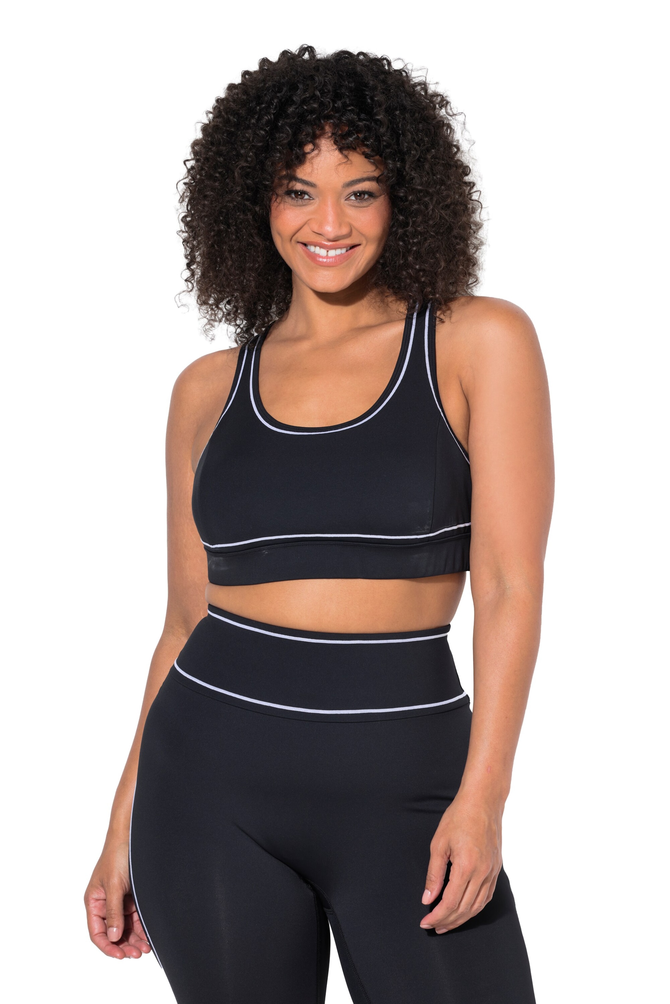 Ulla Popken Bustier Sport bh in Zwart: voorkant