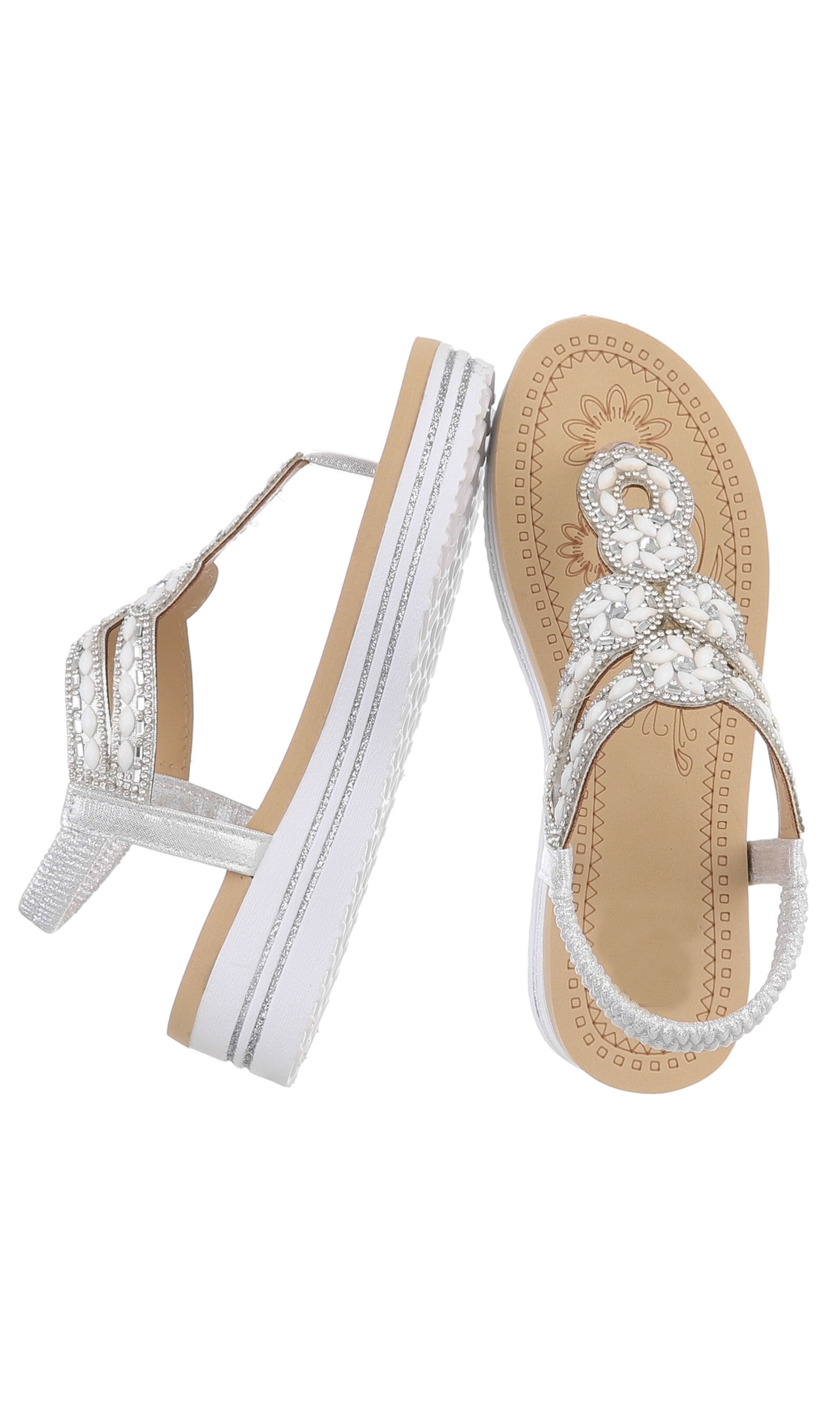 Ital-Design T-Bar Sandals in Silver