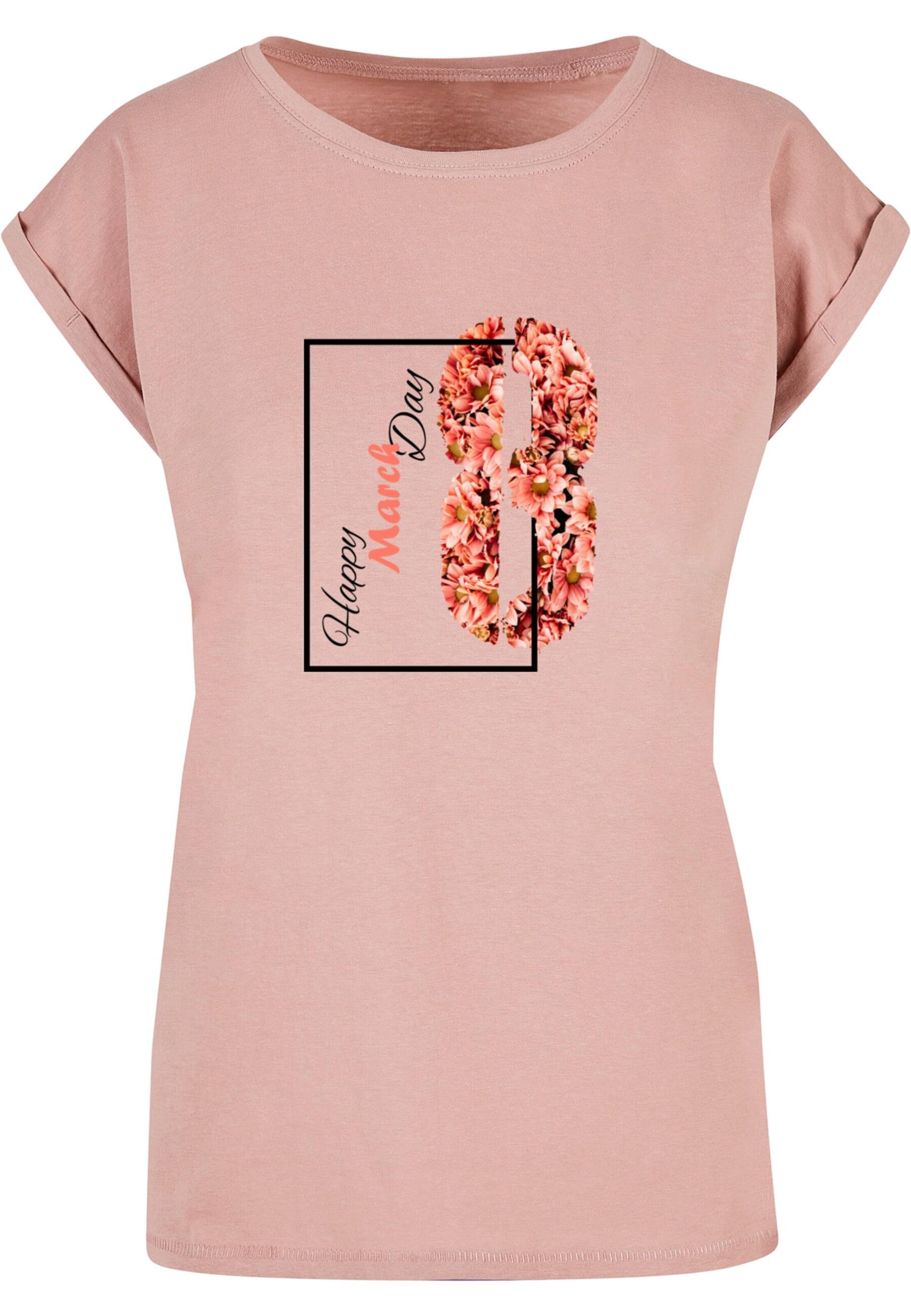 Merchcode T-Shirt 'WD - Happy March Day' in Pink: Vorderseite