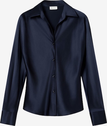 Lilysilk Blouse 'LILYSILK Seidenhemd im Schrägschnitt' in Blauw: voorkant