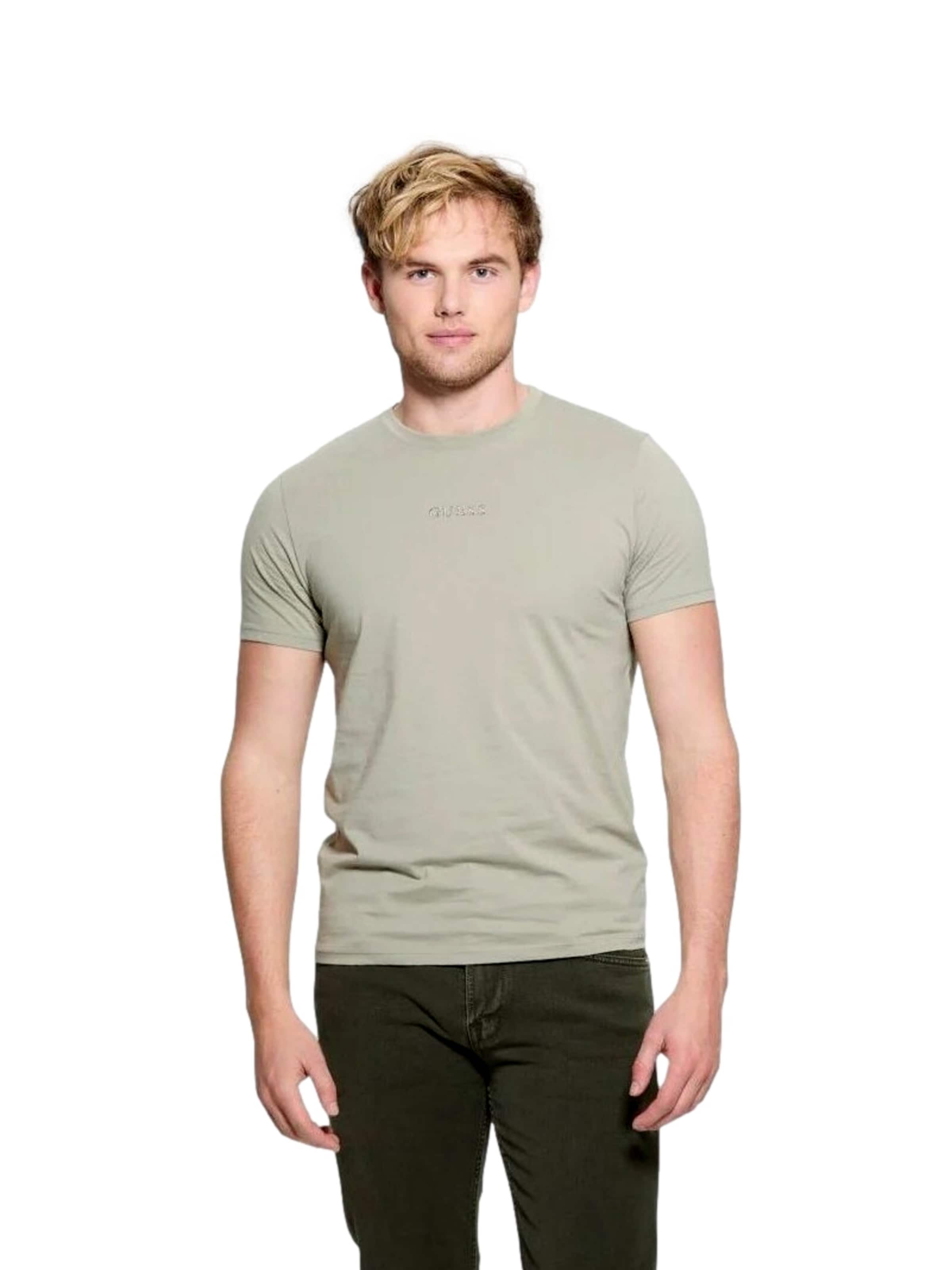 GUESS Футболка 'Guess Emb Pima' в Зеленый: спереди