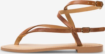 Ivylee Copenhagen T-Bar Sandals 'Olive Escuvado' in Brown