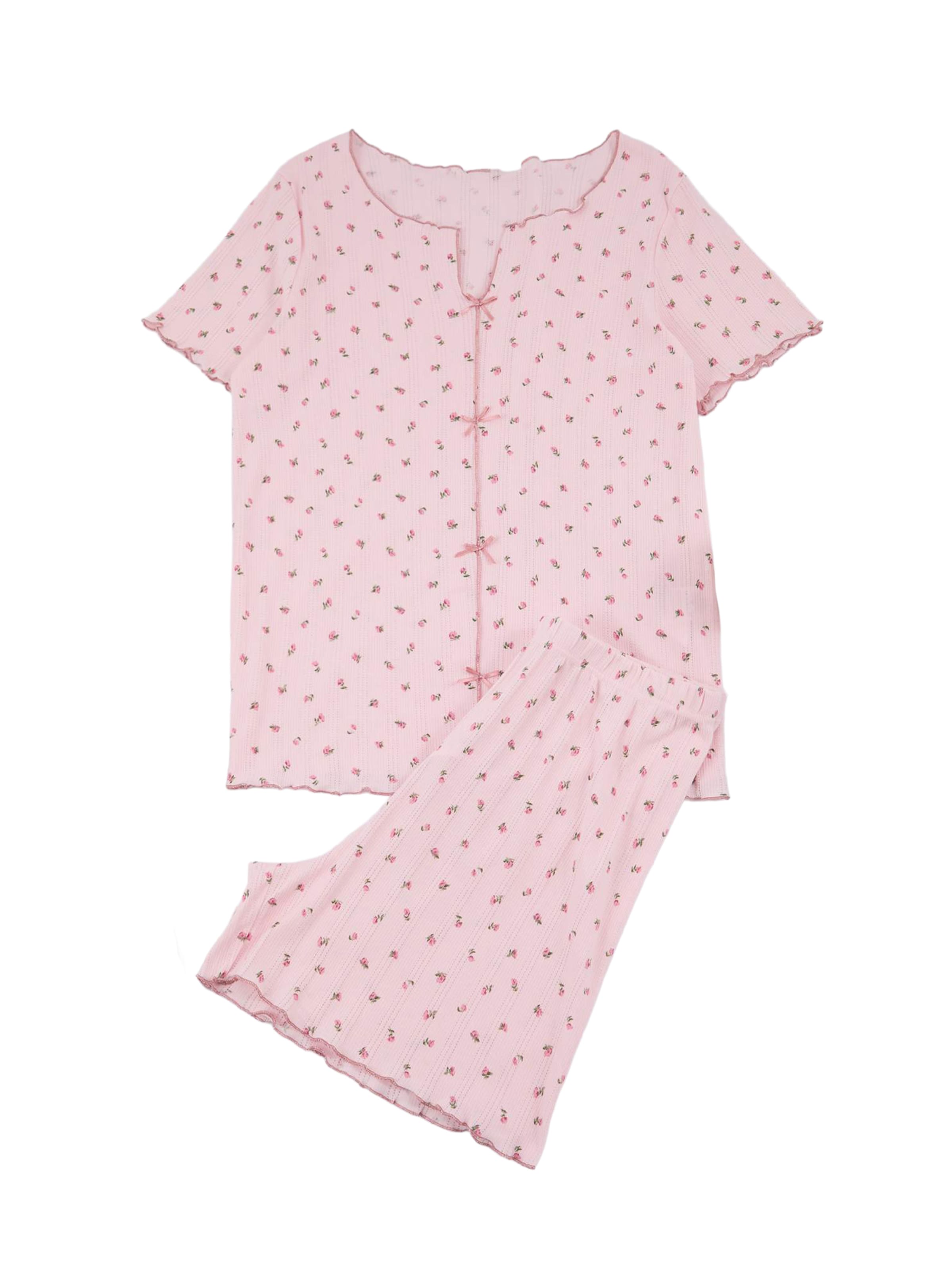 Trendyol Curve - Pijama de pantalón corto en rosa: frente