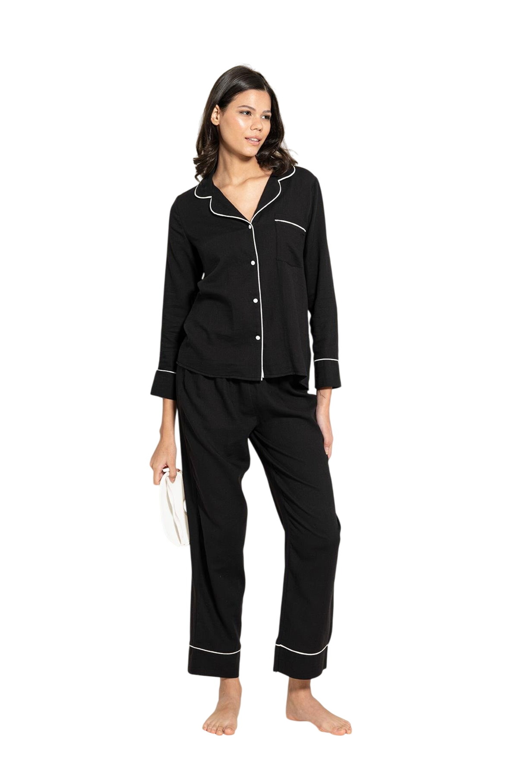 For You Moda Pajama in Black: front