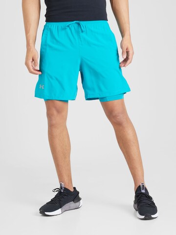 Regular Pantalon de sport 'LAUNCH 7' UNDER ARMOUR en bleu : devant