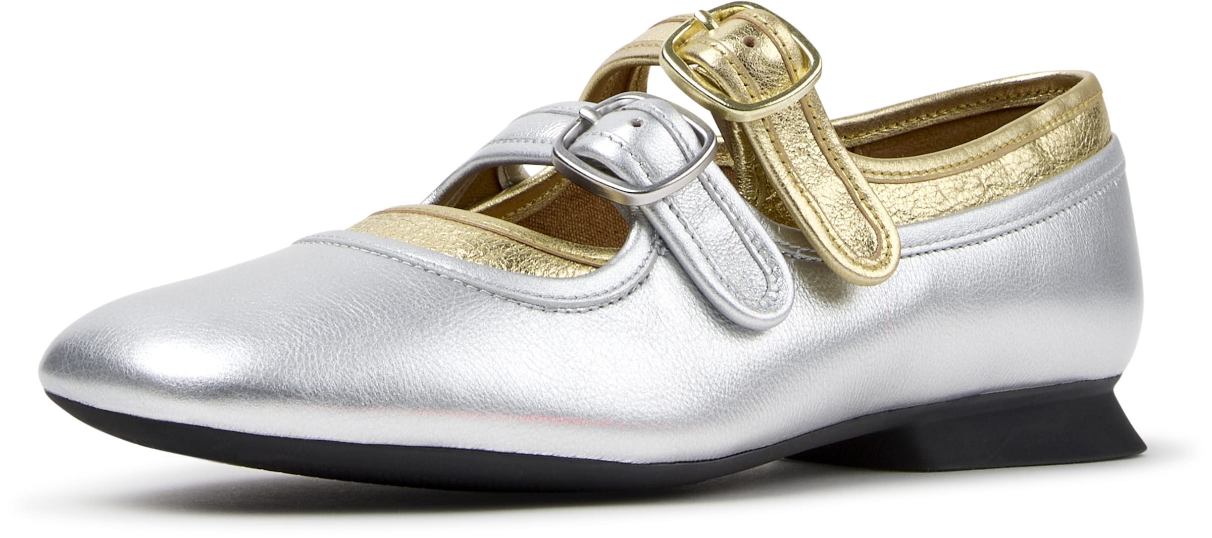 CAMPER Ballerina met riempjes 'Casi Myra' in Zilver: voorkant