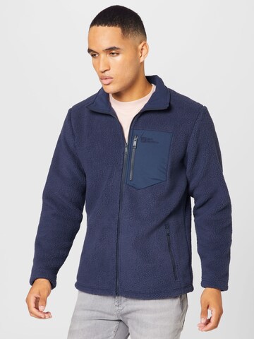 JACK WOLFSKIN Athletic fleece jacket 'KINGSWAY' in Blue: front