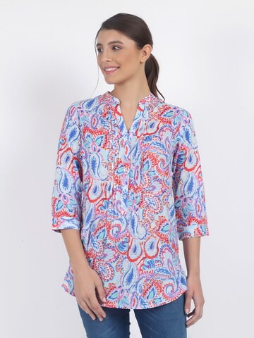 VICCI Germany Leichte Baumwollbluse mit Paisleydruck und Biesendetails in Blau