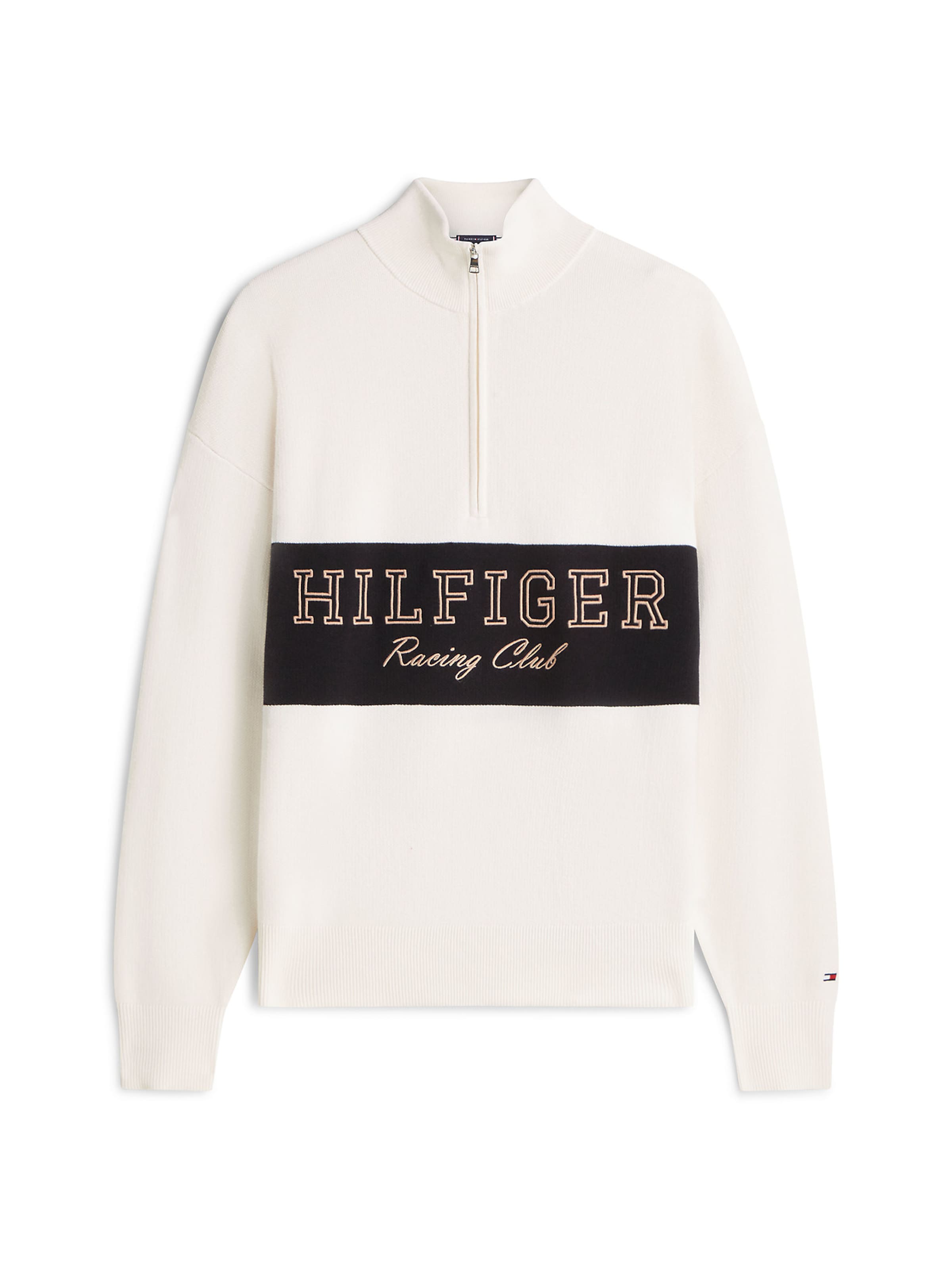 TOMMY HILFIGER Pullover in creme / gold / schwarz, Produktansicht