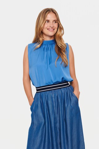 SAINT TROPEZ - Blusa 'Aileen' em azul: frente