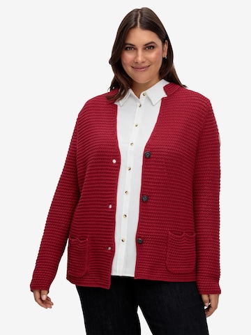 SHEEGO Knit Cardigan in Red: front