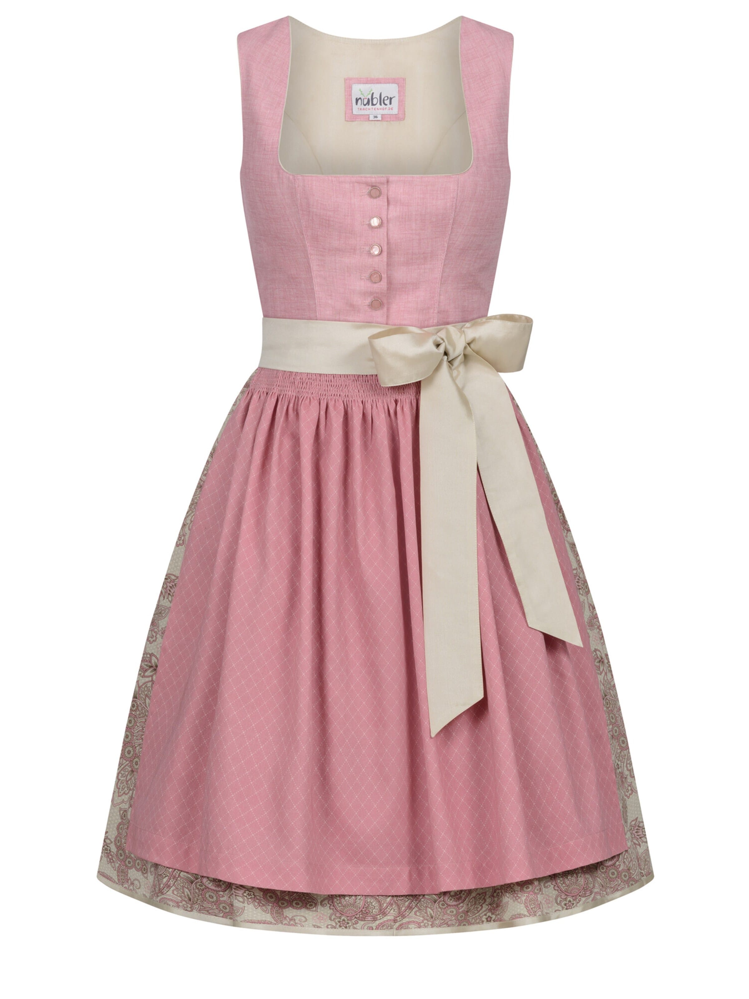 Trachtenhof Nübler Dirndl 'Dirndl midi Gina'‌‌‌‌‌‌‌‌ in Pink: Vorderseite
