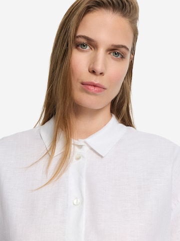 Hanro Langarmbluse ' White Essentials ' in Weiß