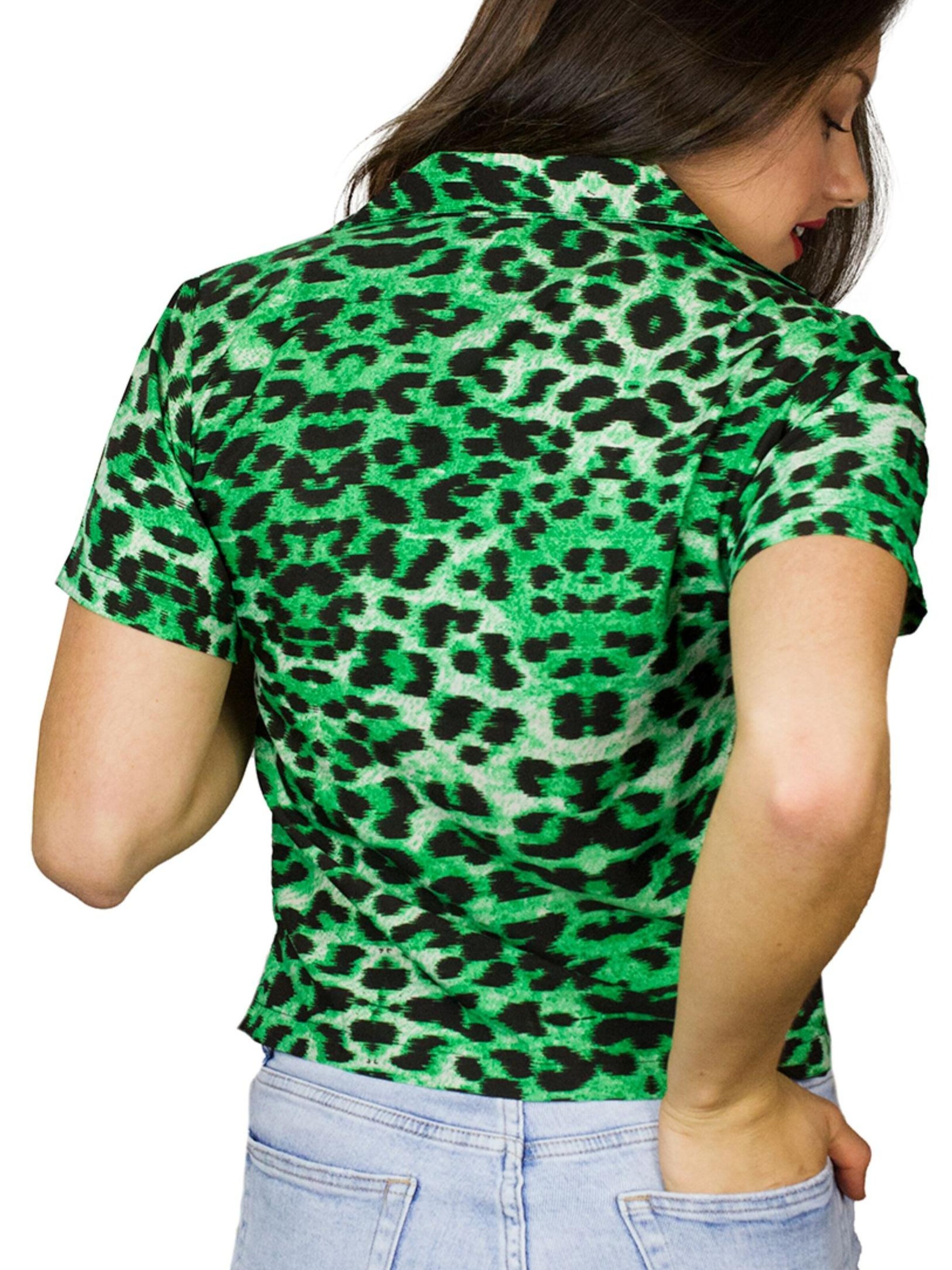 King Kameha Bluse 'Leopard' in Grün