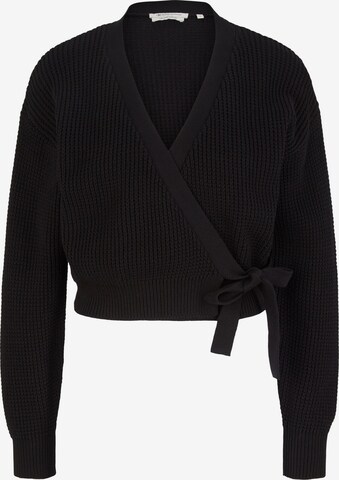 TOM TAILOR DENIM Knit cardigan in Black: front