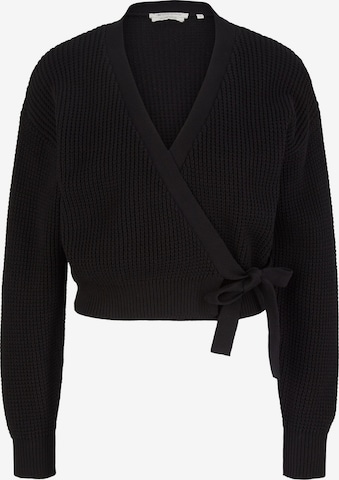 TOM TAILOR DENIM Knit Cardigan in Black: front