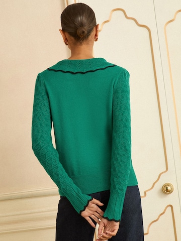Pull-over love & roses en vert