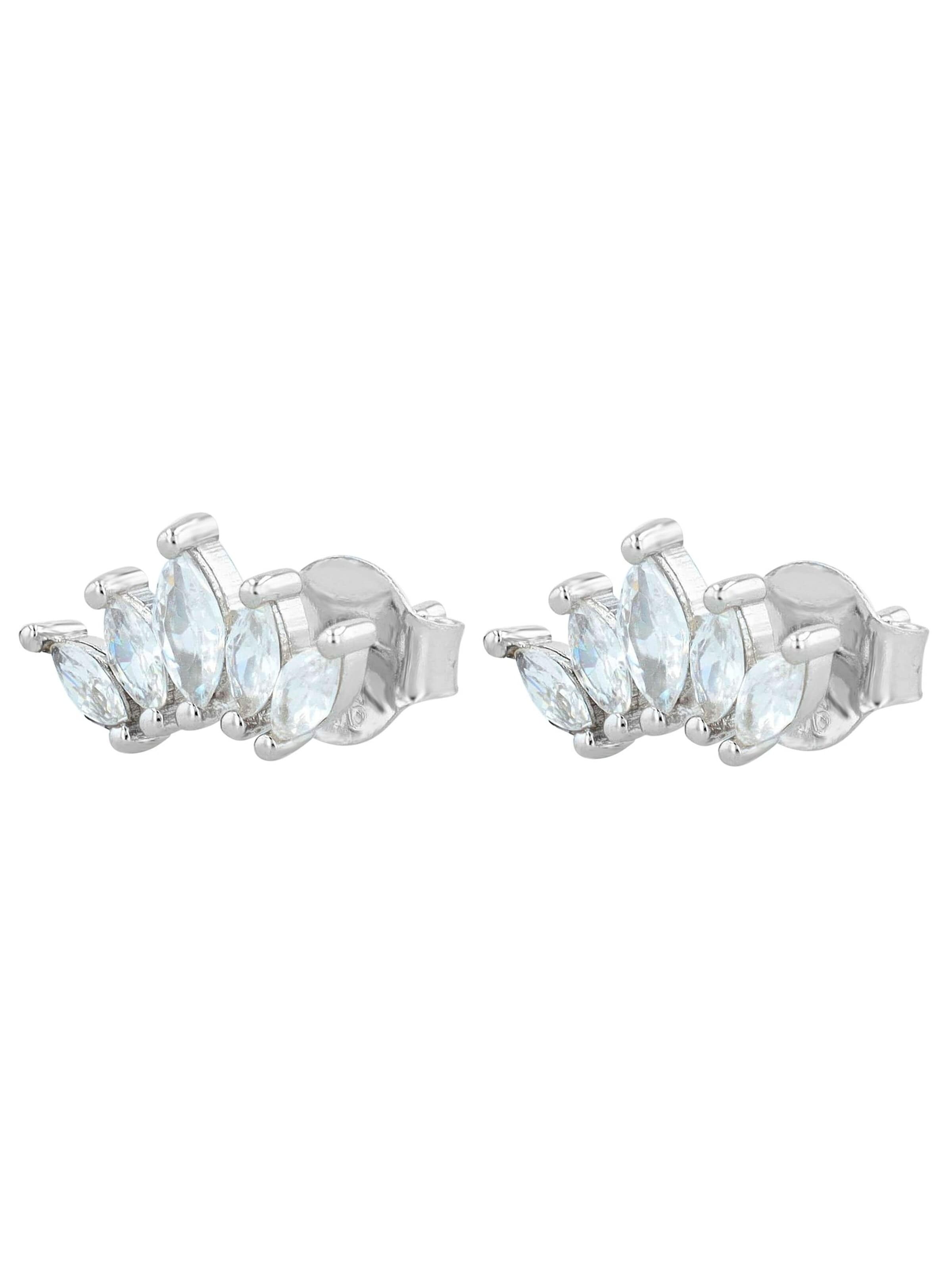 Akzent Earrings '"Crown" aus 925 Sterlingsilber, rhodiniert, langlebig' in Silver