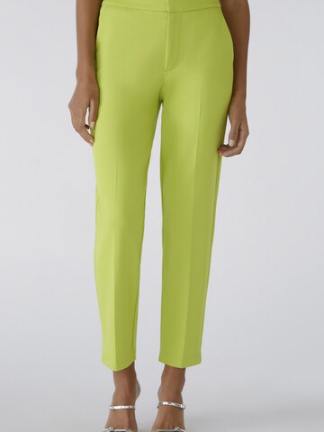 OUI Slim fit Pleated Pants 'FEYLIA' in Green: front