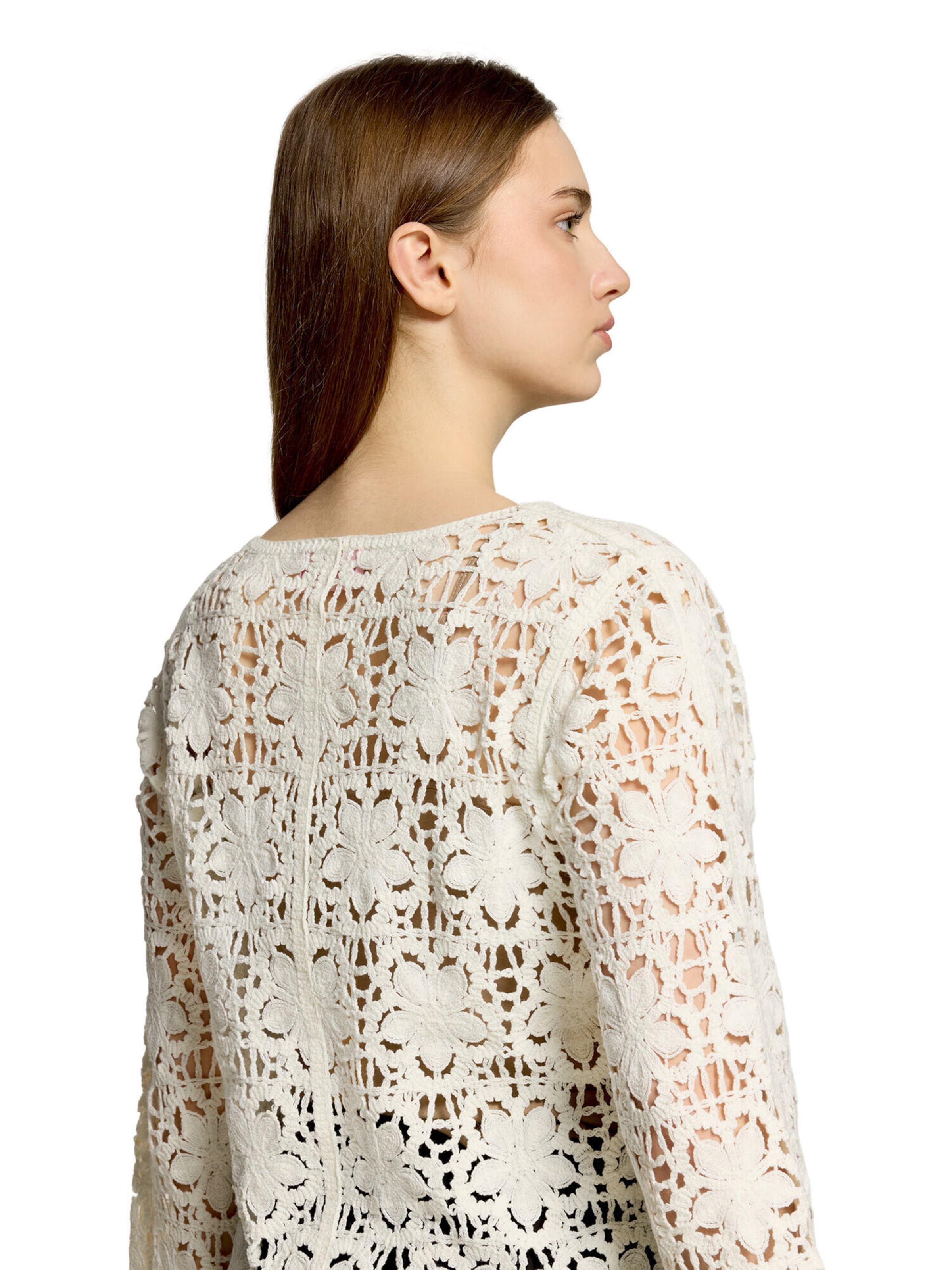 Betty Barclay Lochstrick-Pullover mit U-Boot-Ausschnitt in Weiß