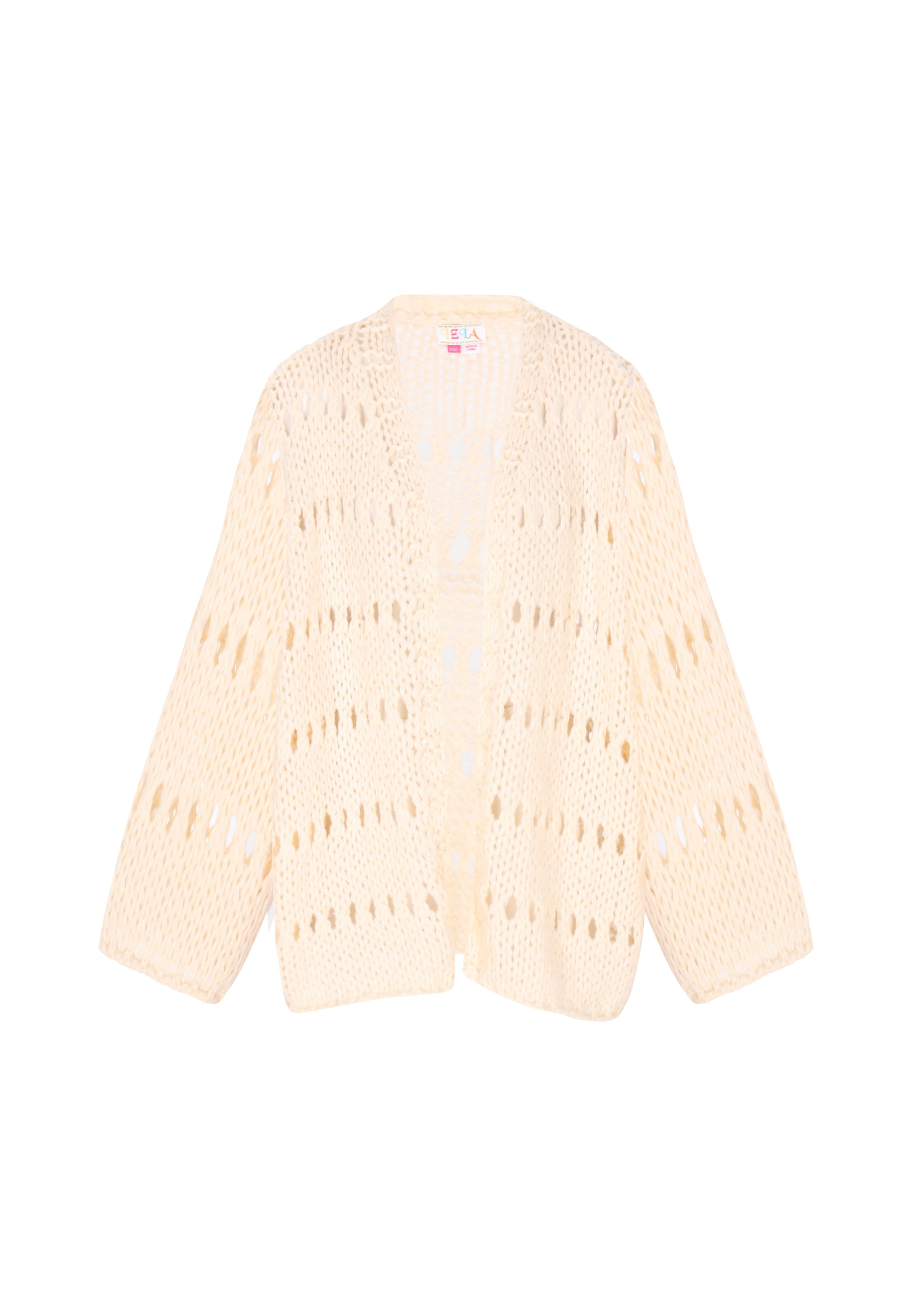 Cardigan dimensiuni mari 'Boho' IZIA pe bej, Vizualizare produs