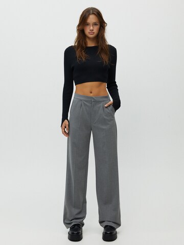 Pull&Bear Wide Leg Hose in Grau