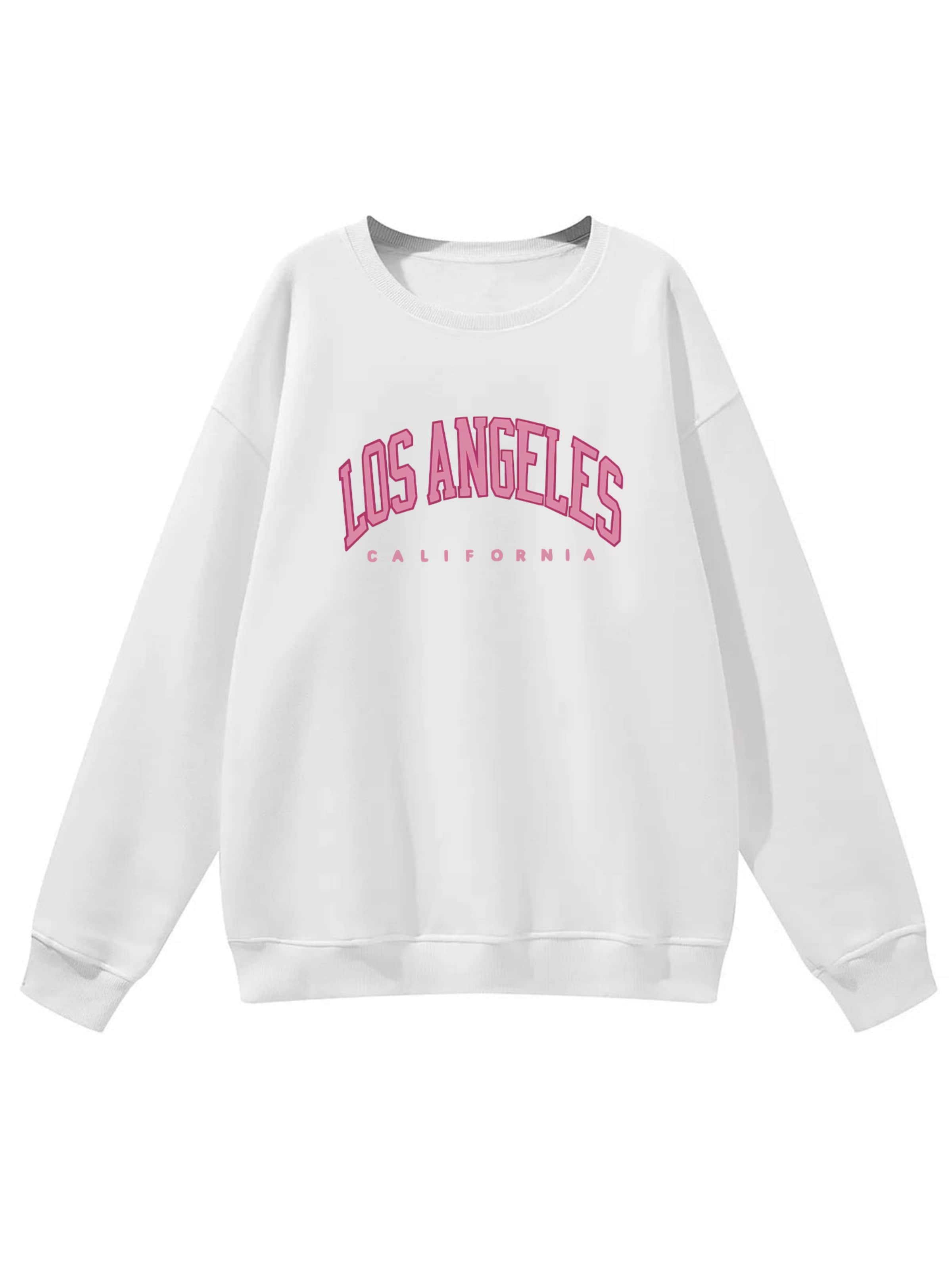 GORHEY - Sudadera 'Women's Fleece Pullover, Sweatshirt with Letter Print, Long Sleeve, Loose Fit' en blanco