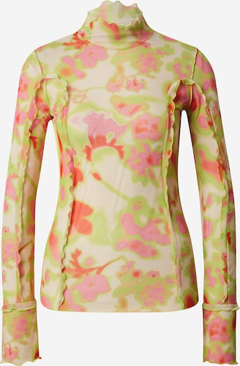 Marškinėliai 'Deuphoria' iš HUGO Red, spalva – neoninė žalia / rožinė / balta, Prekių apžvalga