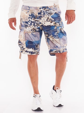 JET LAG Regular Cargo Pants 'Flowers' in Blue: front