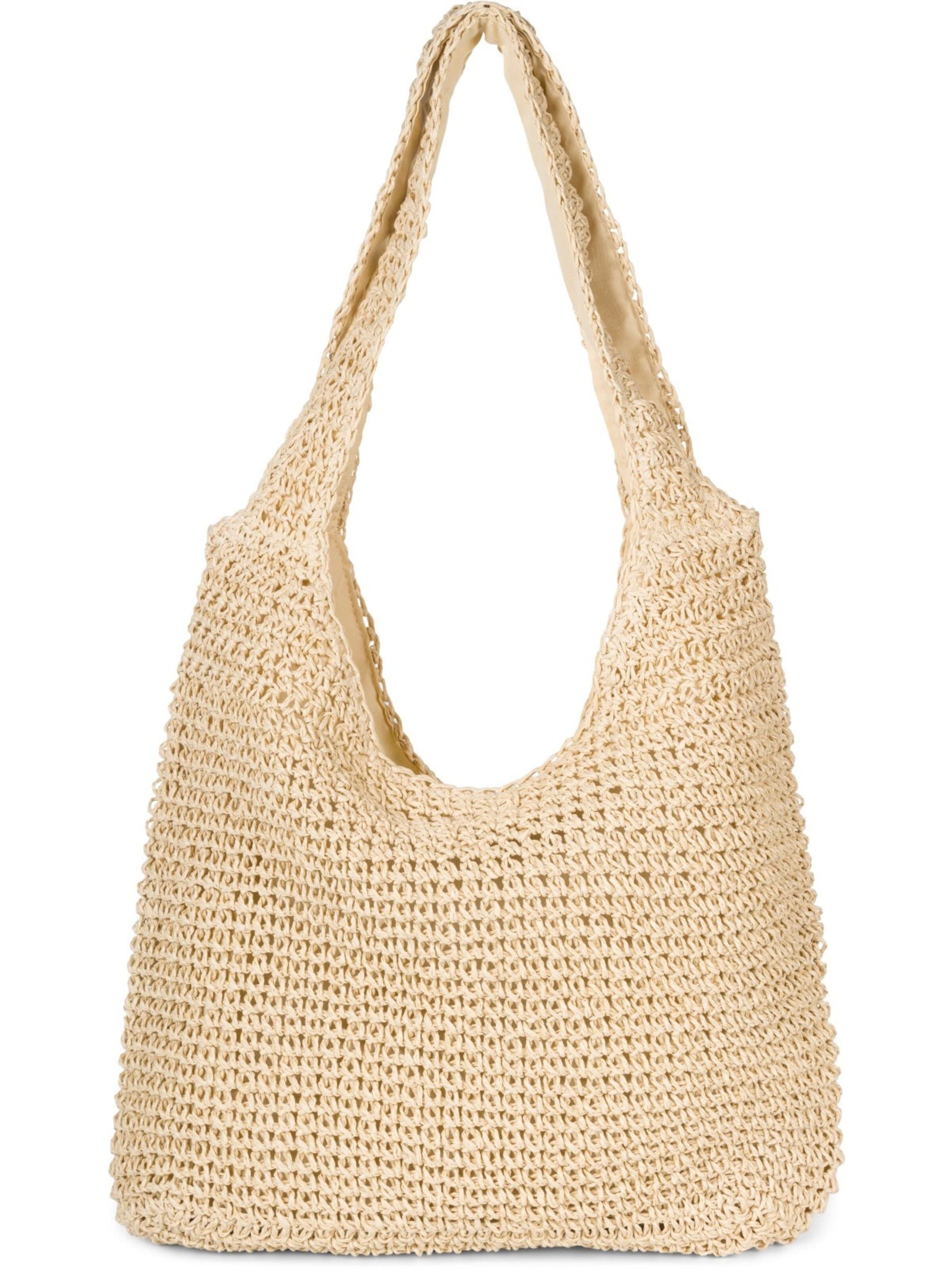styleBREAKER Schultertasche 'Papierstroh Beuteltasche'‌‌‌‌‌‌‌‌ in Beige: Vorderseite