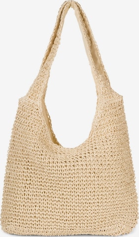 styleBREAKER Schultertasche 'Papierstroh Beuteltasche' in Beige: Vorderseite