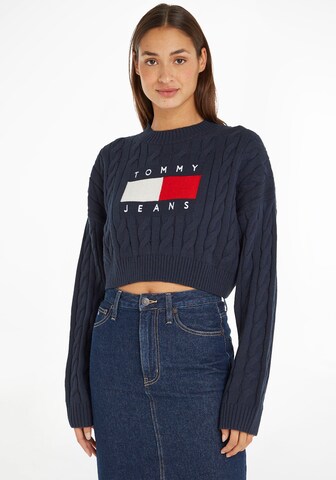 Tommy Jeans Trui 'CENTER' in Blauw: voorkant