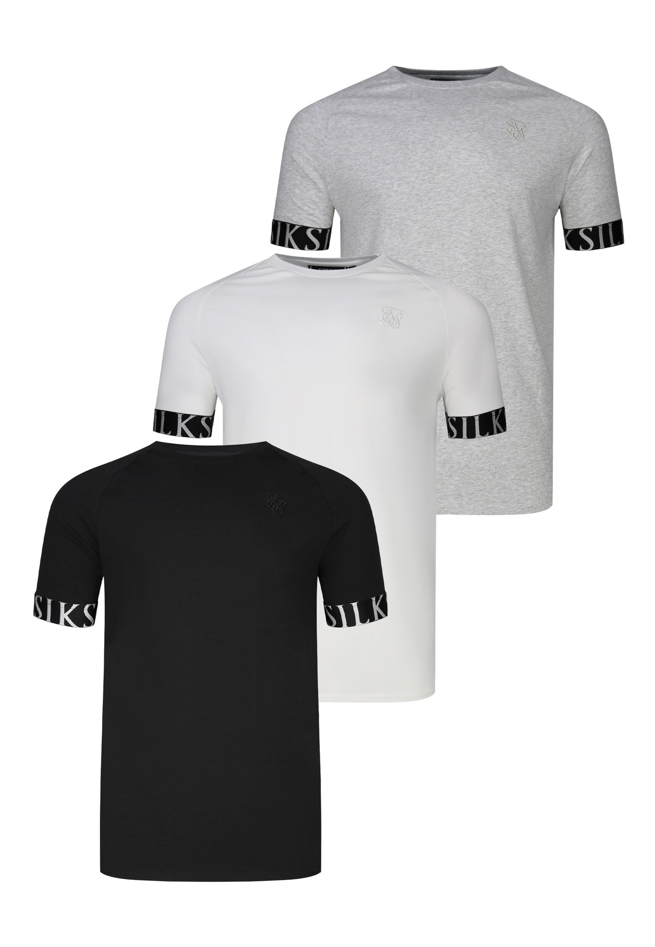 SikSilk Functioneel shirt in de kleur Grijs gemêleerd / Zwart / Wit, Productweergave