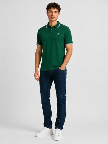 Boxeur des Rues Shirt 'Herren Poloshirt Regular Boxeur des Rues aus Piqué-Baumwolle, Grün, Weiße Streifen' in Groen