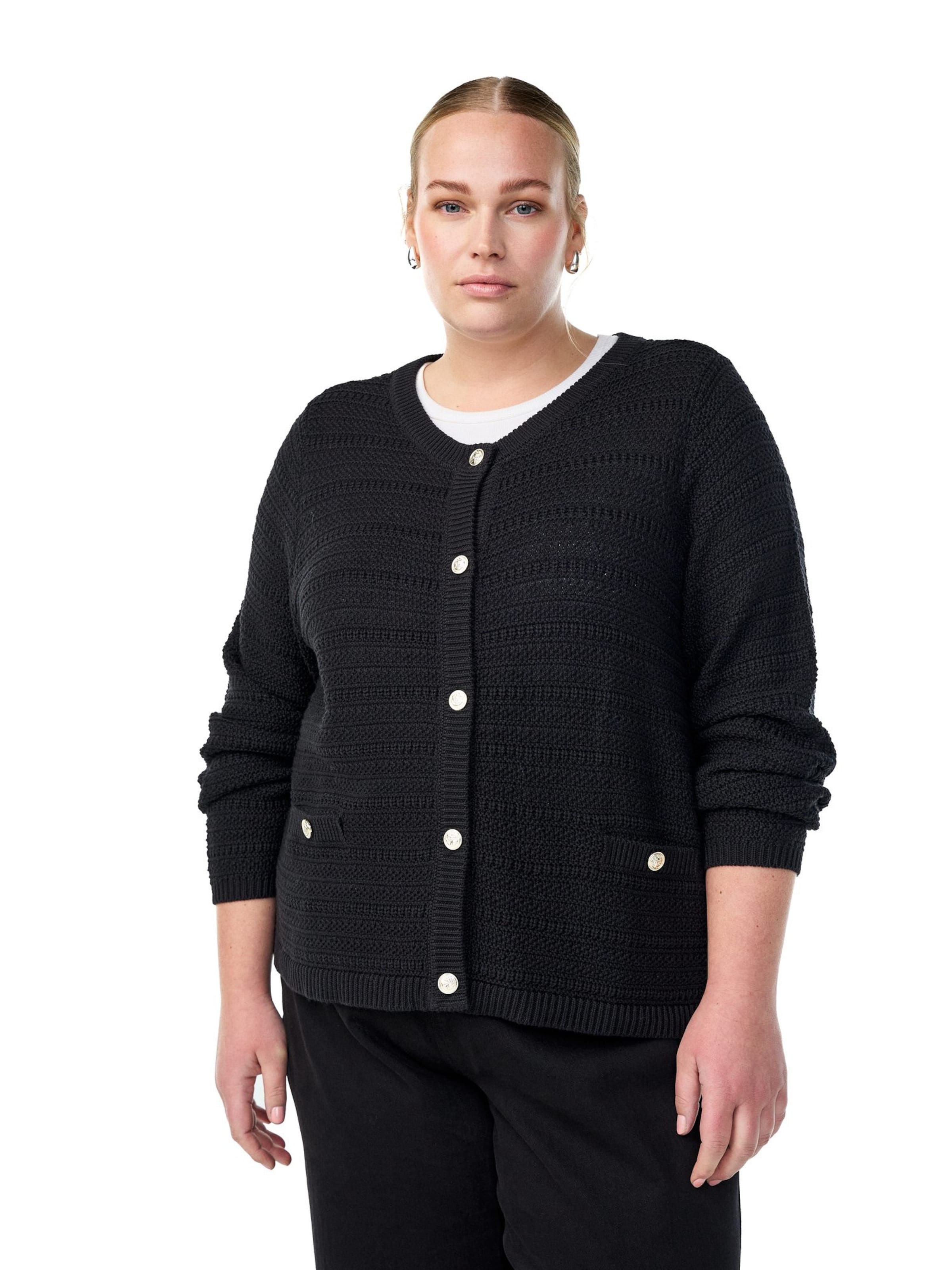 Zizzi Pletena jopa 'MDAHLIA' | črna barva: sprednja stran