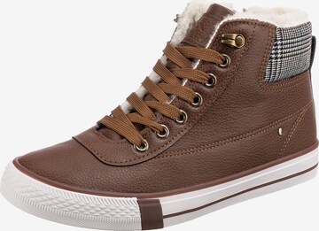 Freyling High-Top Sneakers in Brown: front
