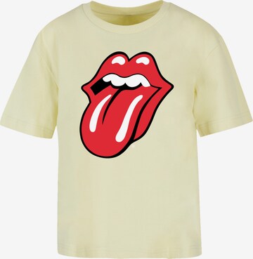 F4NT4STIC Shirt 'The Rolling Stones Classic Tongue' in Geel: voorkant
