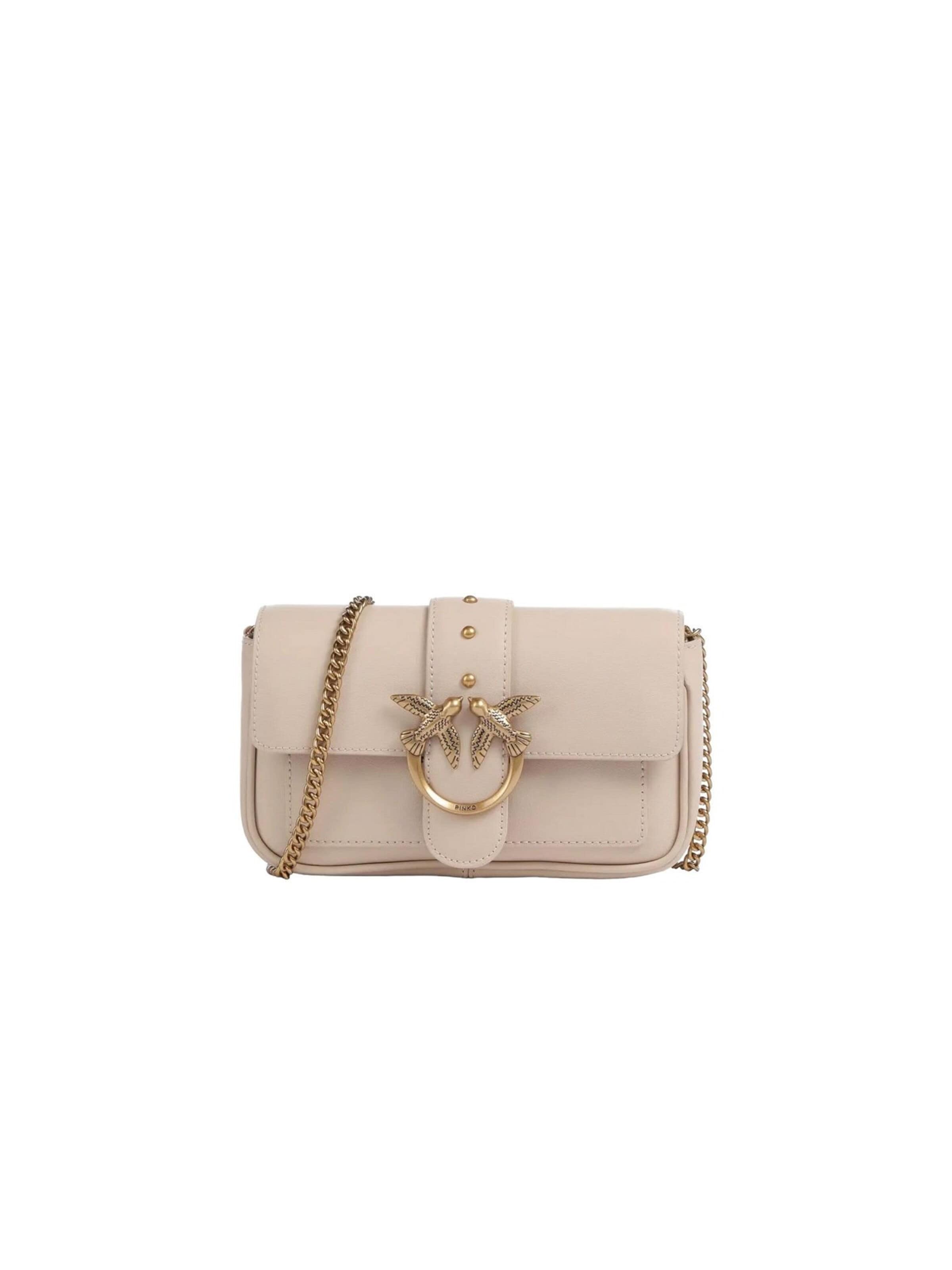 PINKO Crossbody Bag 'Love One Pocket C Vitello Seta' in Beige: front
