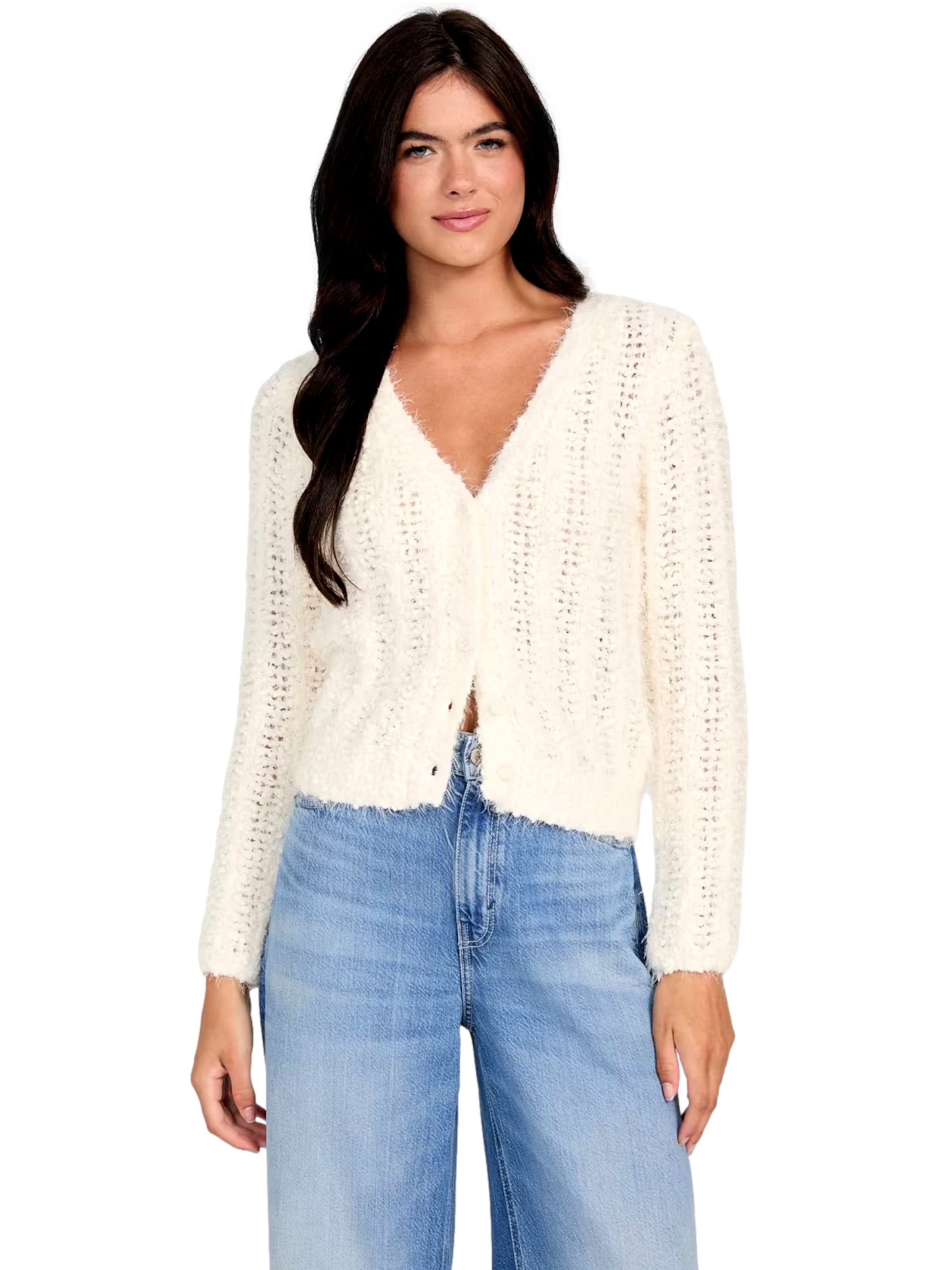 GUESS Gebreid vest 'Bea' in Beige: voorkant