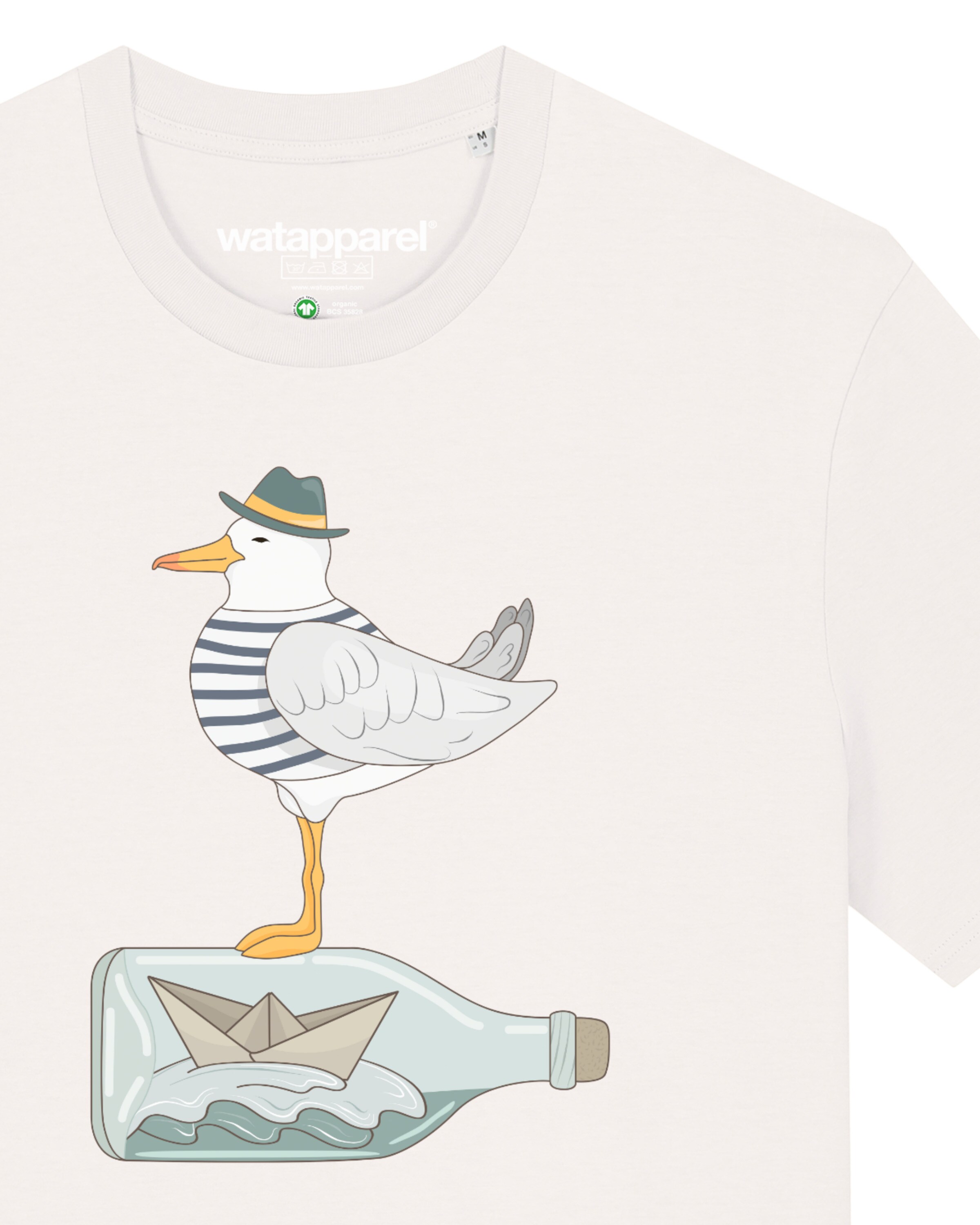 Watapparel Shirt ' Möwe mit Hut ' in Wit