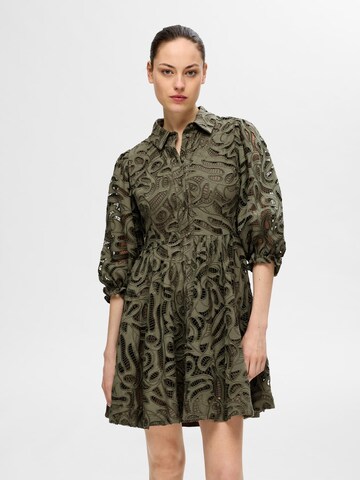 Robe-chemise 'SLFallia' SELECTED FEMME en vert : devant