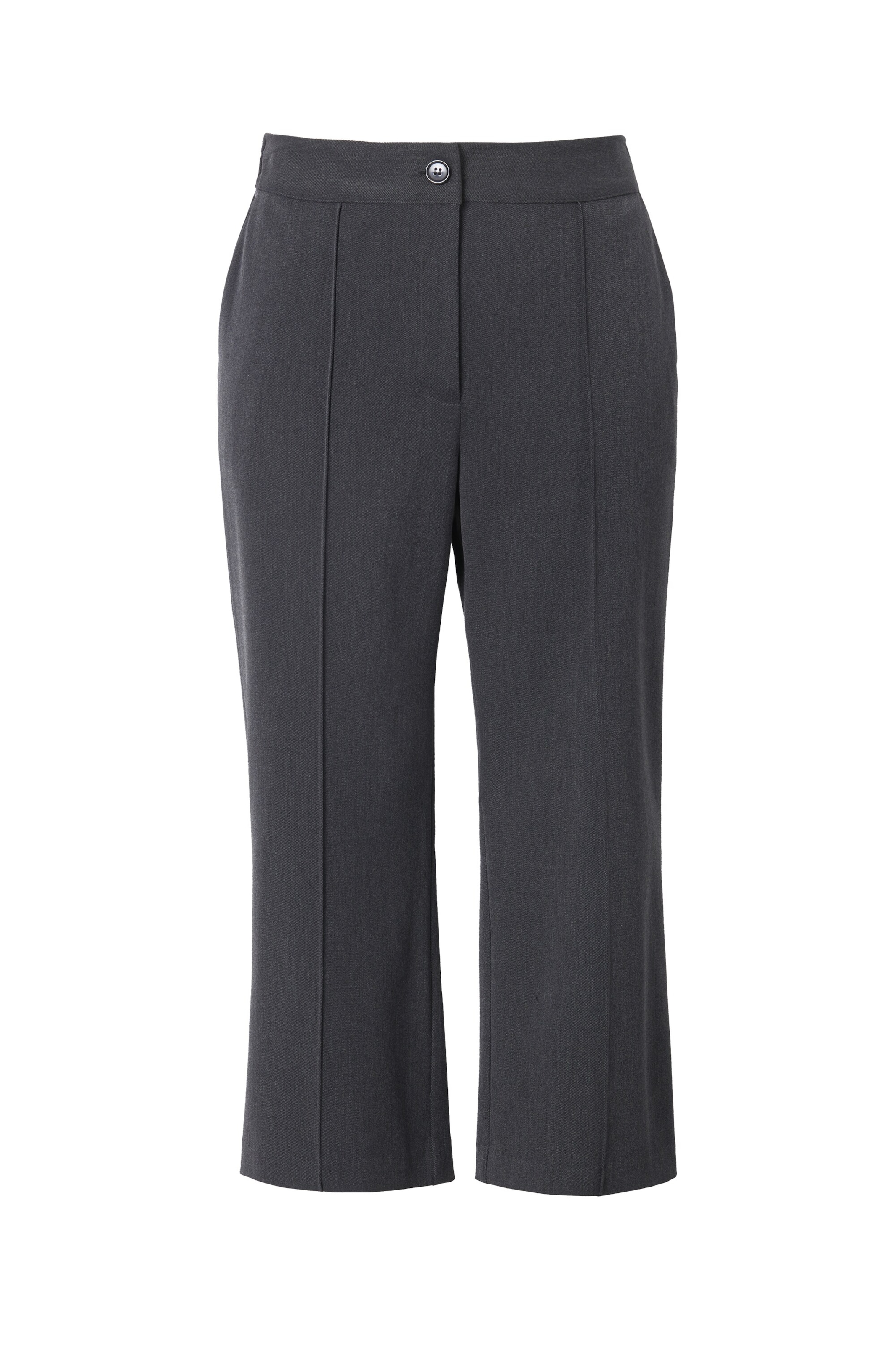 Ulla Popken Boot cut Pleat-front trousers in Grey: front