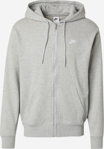 Veste de survêtement 'Club Fleece' Nike Sportswear en gris : devant